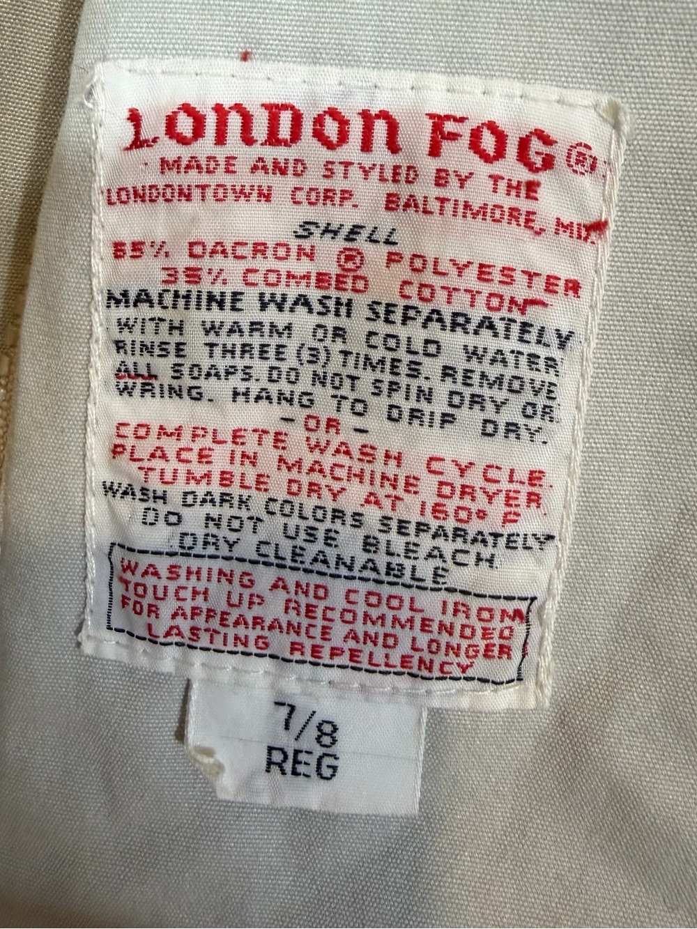 VTG London Fog Rain Jacket Tan Trench Coat Preppy Luxury Hooded Mid-Length 7/8 S - Picture 8 of 11
